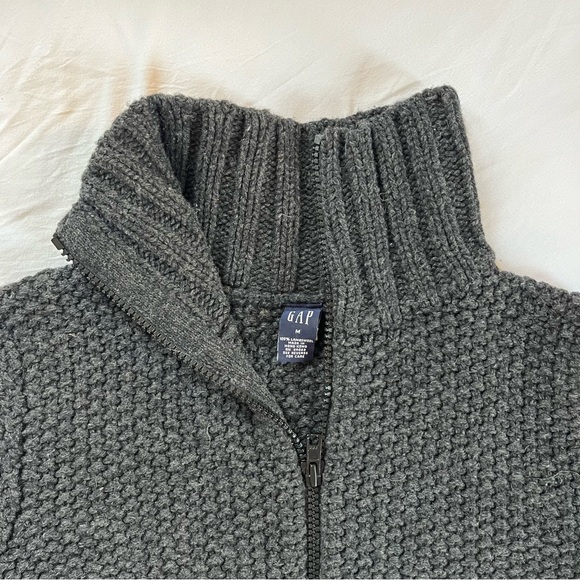 Vintage GAP Dark Grey Full Zip Turtleneck 100% Wool - Picture 3 of 8